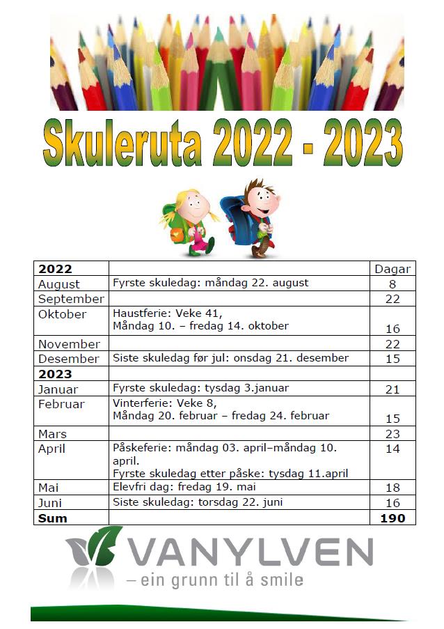 Skuleruta 2022-2023